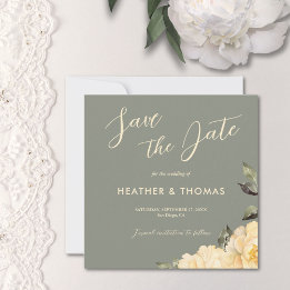 Elegante Sage Green Floral Save the Date Einladung