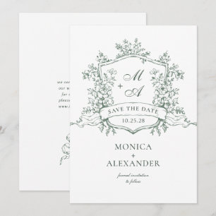 Elegante Sage Green French Garden Blume Hochzeit Save The Date