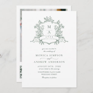 Elegante Sage Green French Garden Wedding QR Code Einladung