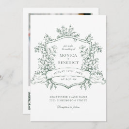 Elegante Sage Green French Garden Wedding QR Code Einladung