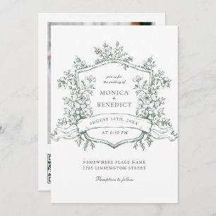 Elegante Sage Green French Garden Wedding QR Code Einladung