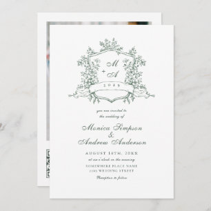 Elegante Sage Green French Garden Wedding QR Code Einladung