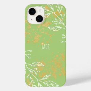 Elegante Sage Green Gold Floral Case-Mate iPhone 14 Hülle