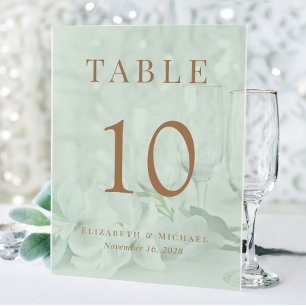 Elegante Sage Green Gold Wedding Tischnummer Acrylschild