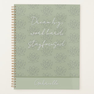 Elegante Sage Green Hübsch Floral Lotus Planer