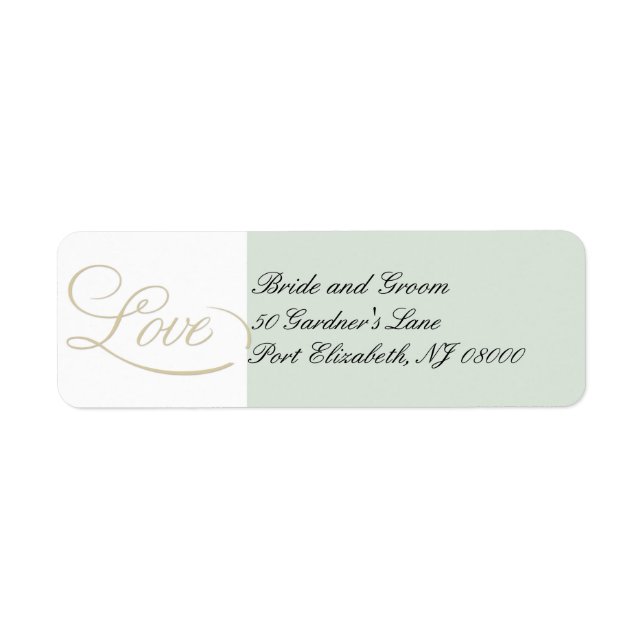 Elegante Sage Green LIEBE Rücksendeadressen-Aufkle (Vorne)