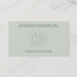Elegante Sage Green Lotus Blume Minimalistisch Yog Visitenkarte