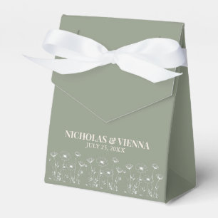 Elegante Sage Green Minimalistisch Boho Floral Wed Geschenkschachtel