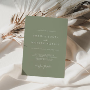 Elegante Sage Green Minimalistisch Hochzeit Einlad Einladung
