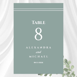 Elegante Sage Green Minimalistisch Moderne Hochzei Tischnummer