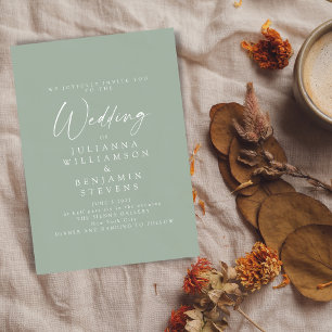 Elegante Sage Green Minimalistisch Script Wedding Einladung