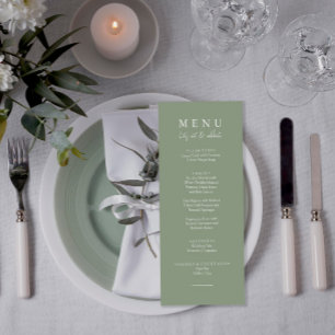Elegante Sage Green Modern Essen wir Hochzeitsesse Menükarte