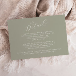 Elegante Sage Green Moderne Kalligraphie Hochzeit Begleitkarte