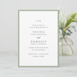 Elegante Sage Green Monogram Modern Wedding Save The Date