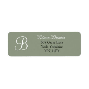 Elegante Sage Green Monogram Wedding Address Label