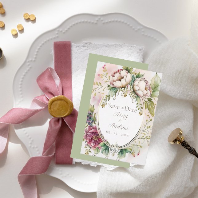 Elegante Sage Green Romantic Rustic Save the Date (Von Creator hochgeladen)