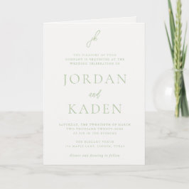 Elegante Sage Green Script Monogram Wedding Einladung