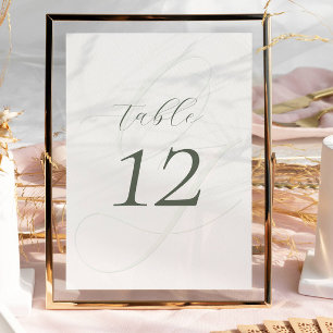 Elegante Sage Green Script Wedding Tischnummer