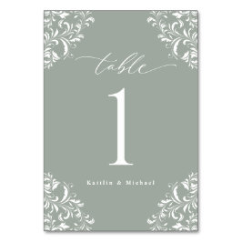 Elegante Sage Green Vintag Classic Kleine Hochzeit Tischnummer