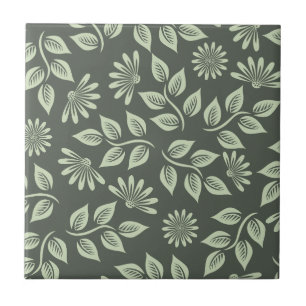 Elegante Sage Green Vintag Floral Fliese