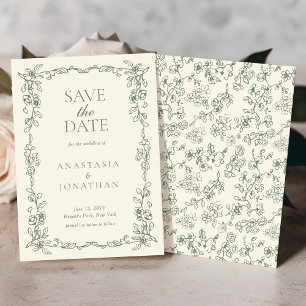 Elegante Sage Green Vintage Viktorianische Hochzei Save The Date