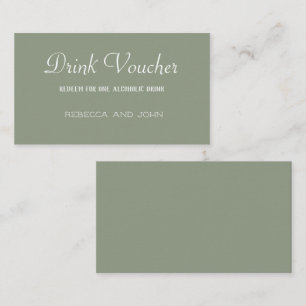 Elegante Sage Green Wedding Drink Card Visitenkarte