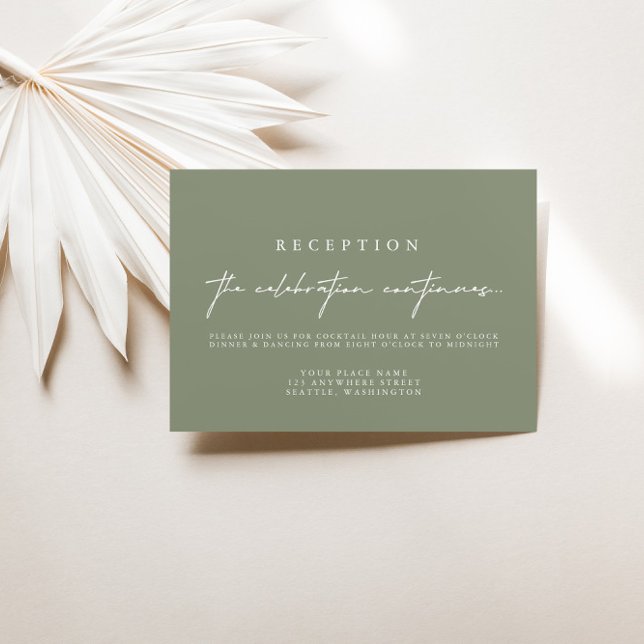 Elegante Sage Green Wedding Reception Cards Einladung (Von Creator hochgeladen)