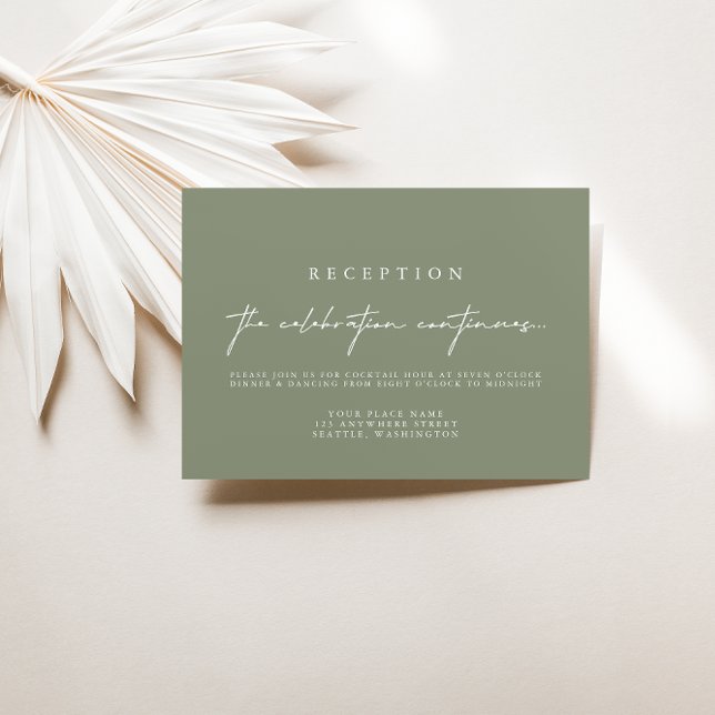 Elegante Sage Green Wedding Reception Cards RSVP Karte (Von Creator hochgeladen)