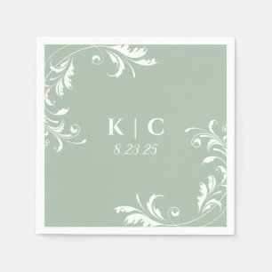 Elegante Sage Green Wedding Reception Serviette