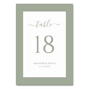Elegante Sage Green Wedding Tischnummer
