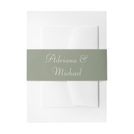 Elegante Sage Green White Wedding Script Einladungsbanderole