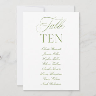 Elegante Sage Green & White Wedding Tischnummer