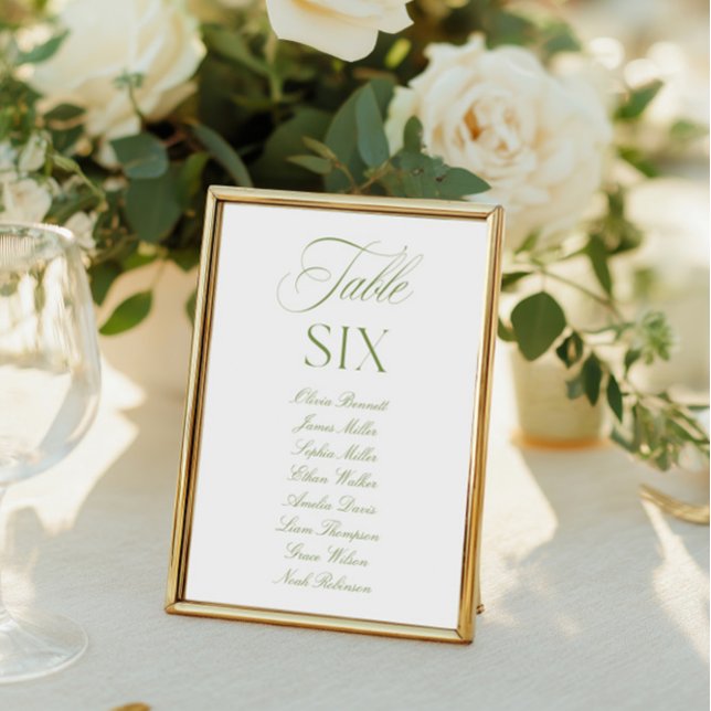 Elegante Sage Green & White Wedding Tischnummer (Elegant Sage Green & White Wedding Table Number)