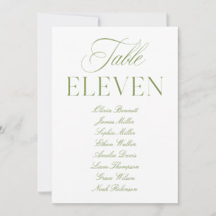 Elegante Sage Green & White Wedding Tischnummer