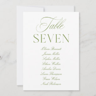 Elegante Sage Green & White Wedding Tischnummer