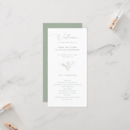Elegante Sage Greenery Boho Floral Wedding Program