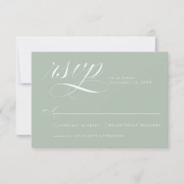 Elegante Sage Gren Calligraphy Wedding RSVP Card