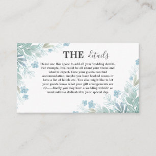 Elegante Sage Grüne botanische Details Hochzeit Begleitkarte