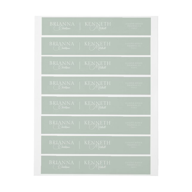 Elegante Sage mit weißer Moderne und Script Hochze (Bogen)