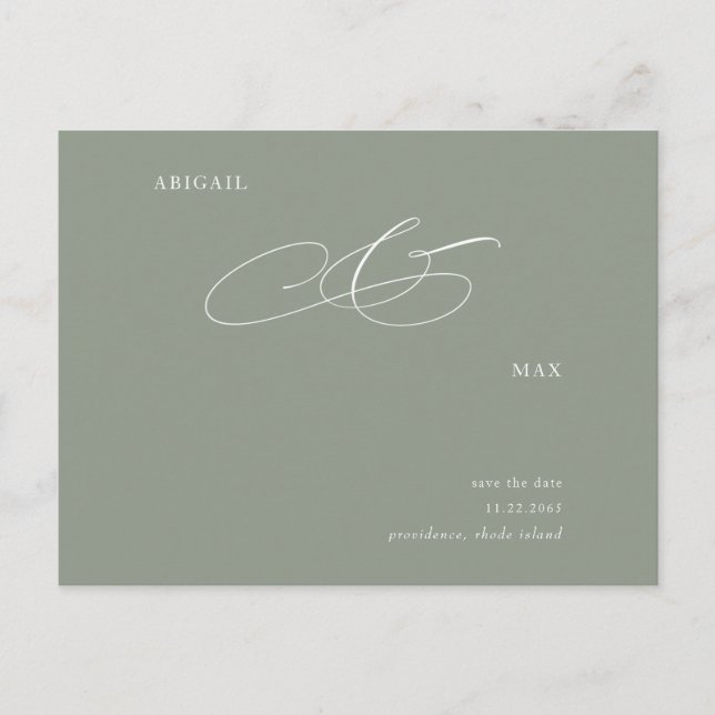 Elegante Sage Wedding Save the Date Announcement Postkarte (Vorderseite)