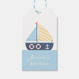 Elegante Sailboat Nautical Baby Shower Geschenkanhänger