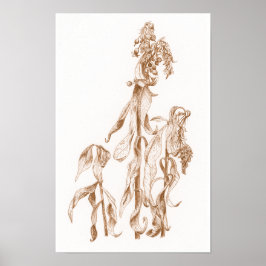 Elegante saisonale botanische Tinten-Kunst-Wandpos Poster