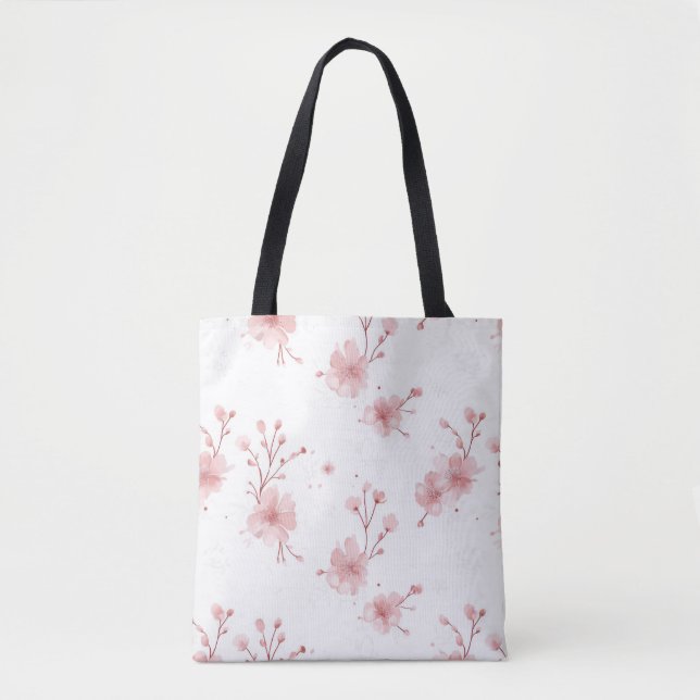 Elegante Sakura Blossom Tote Tasche - Weich rosa B (Vorderseite)