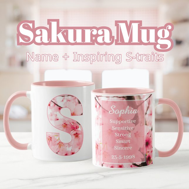 Elegante Sakura Custom-Tasse mit Letter S Tasse (Von Creator hochgeladen)