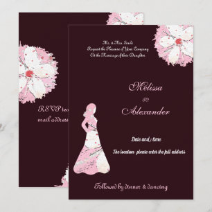 Elegante sakura schwarz rosa Silhouette Einladung