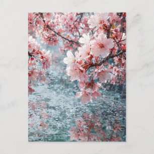 Elegante Sakura-Über-Wasser-Hochzeitseinladung - S Postkarte