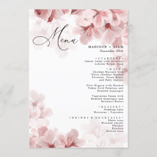 Elegante Sakura Zweig Moderne Hochzeit im Frühjahr Menükarte