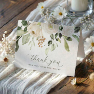 Elegante Salbei-Blumen-Script-Brautparty-Hochzeit Dankeskarte
