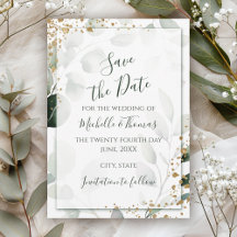 Elegante Salbei-Gold-Aquarell-Eukalyptus-Grün