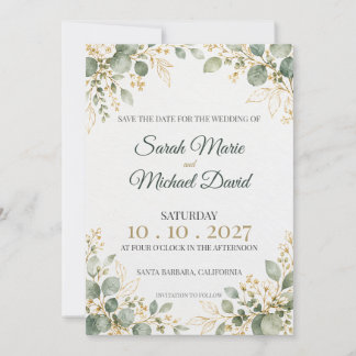 Elegante Salbei-Grün-Eukalyptus-Aquarell-Hochzeit